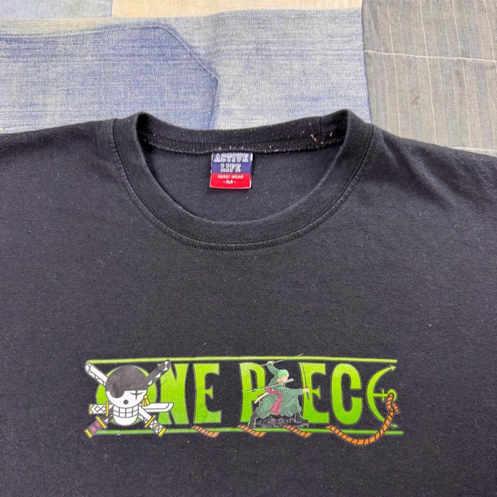 2000s One Piece Roronoa Zoro Straw Hat Pirates Double-Sided Tee | Medium