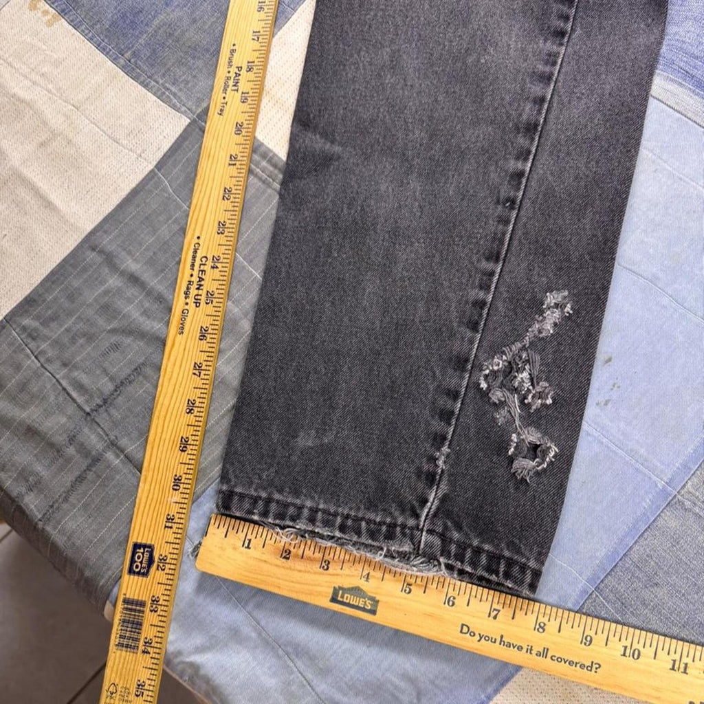 1990s Levi’s 505 Distressed Faded Black Jeans | 36x30.5