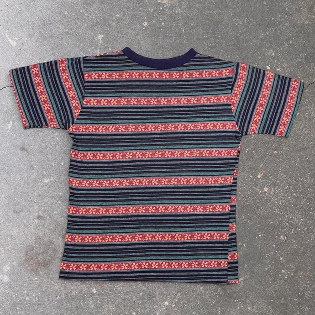 1970s Striped Floral Medallion Tee | L