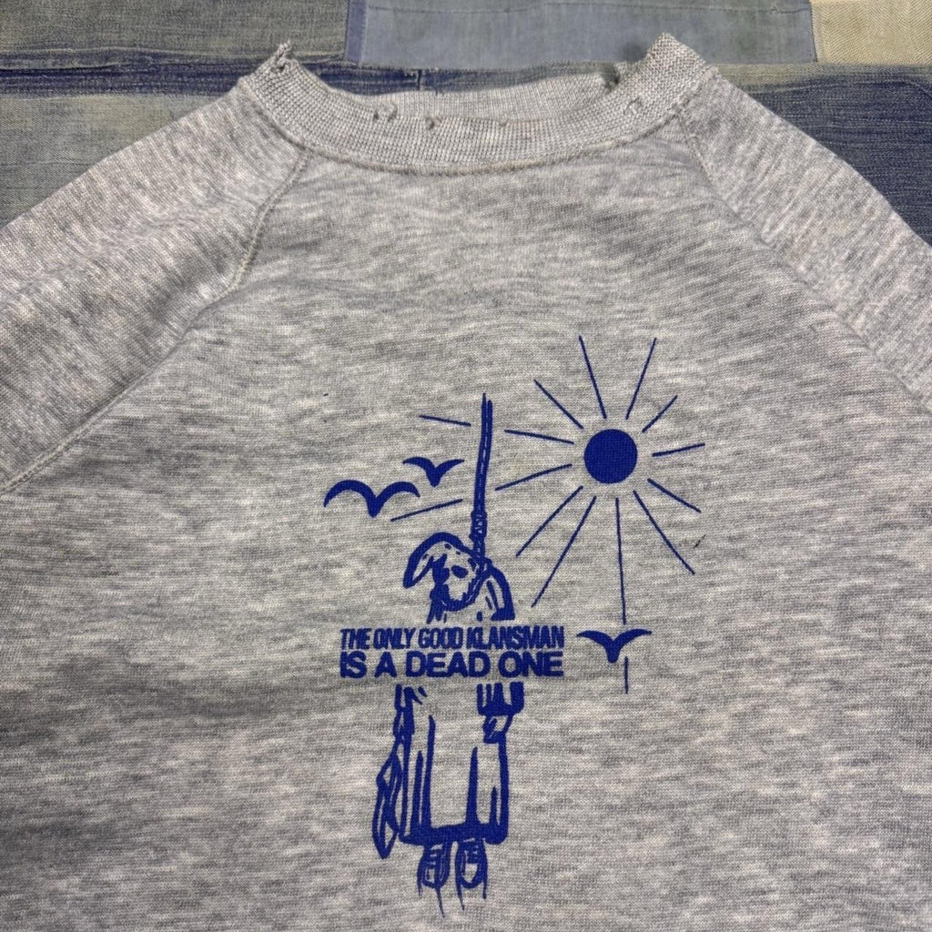 Vintage The Only Good Klansman Is A Dead One Sweatshirt Gray USA Size M Kill KKK