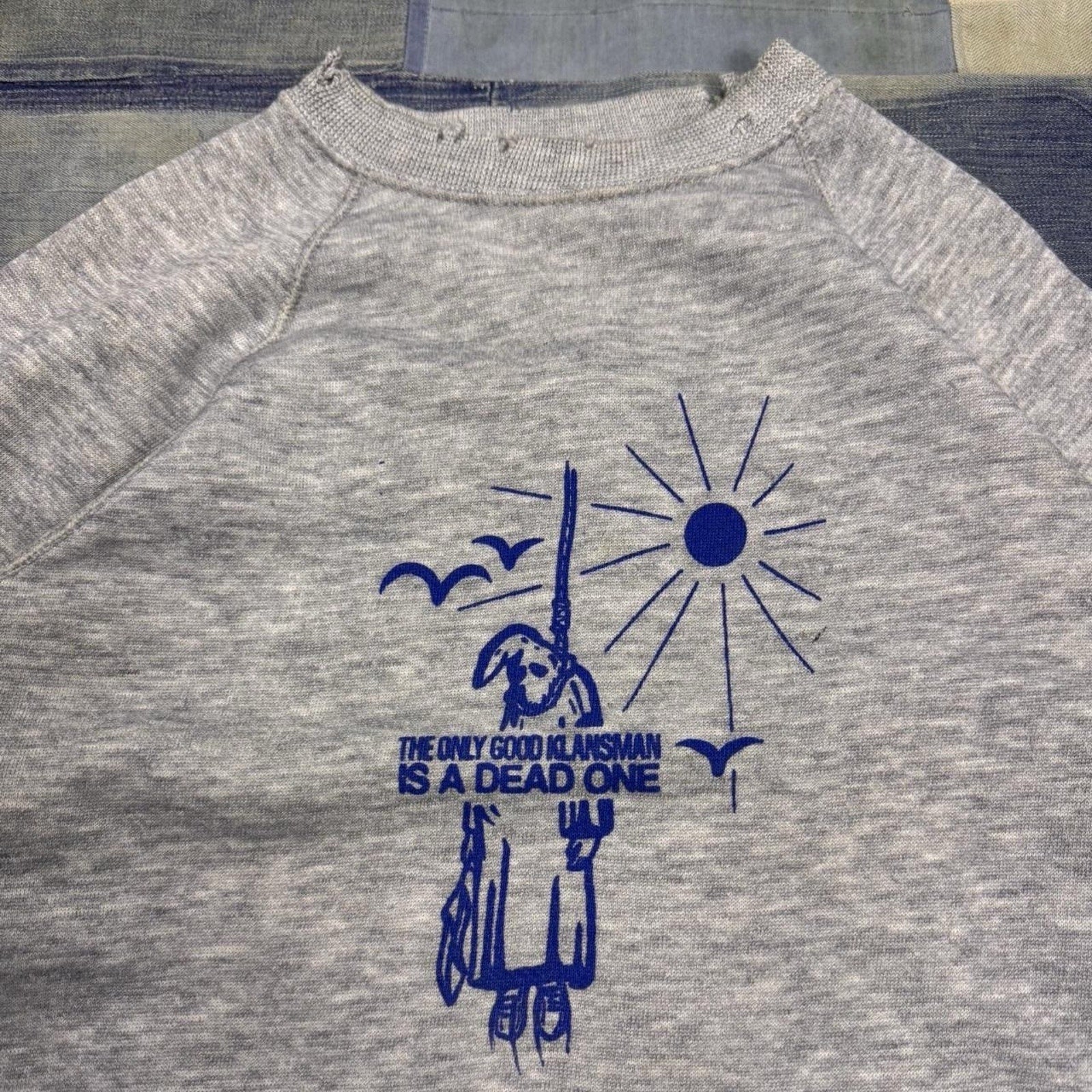 Vintage The Only Good Klansman Is A Dead One Sweatshirt Gray USA Size M Kill KKK
