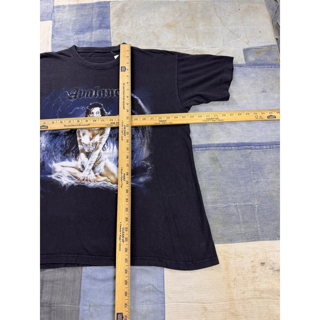 Vintage 2003 Avalanche Band T Shirt Gothic Angel Metal Rock Graphic Tee Black XL