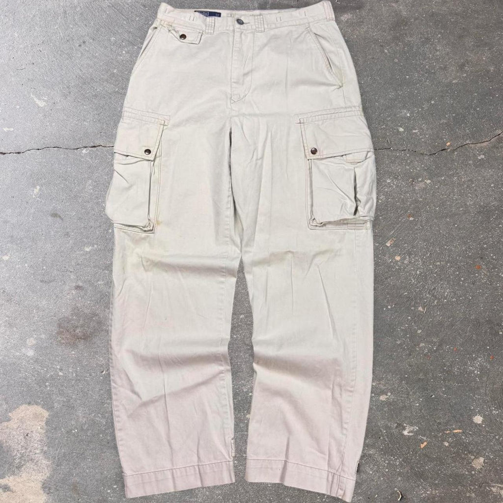 1990s Polo Ralph Lauren cream cargo pants | 32x32