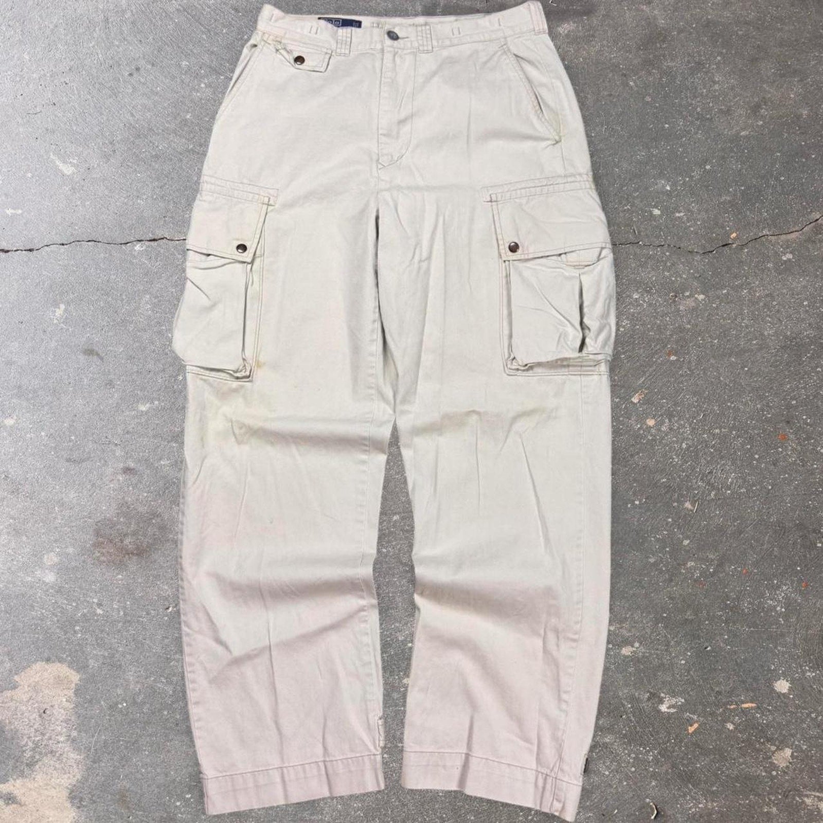 1990s Polo Ralph Lauren cream cargo pants | 32x32