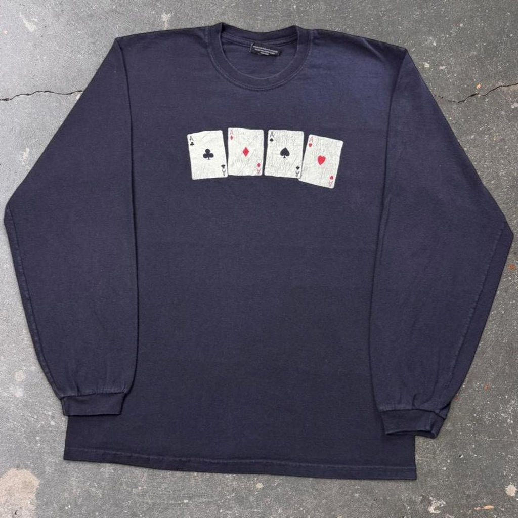 2000s Steve & Barry's Four Aces Playing Cards Long Sleeve Tee | Medium