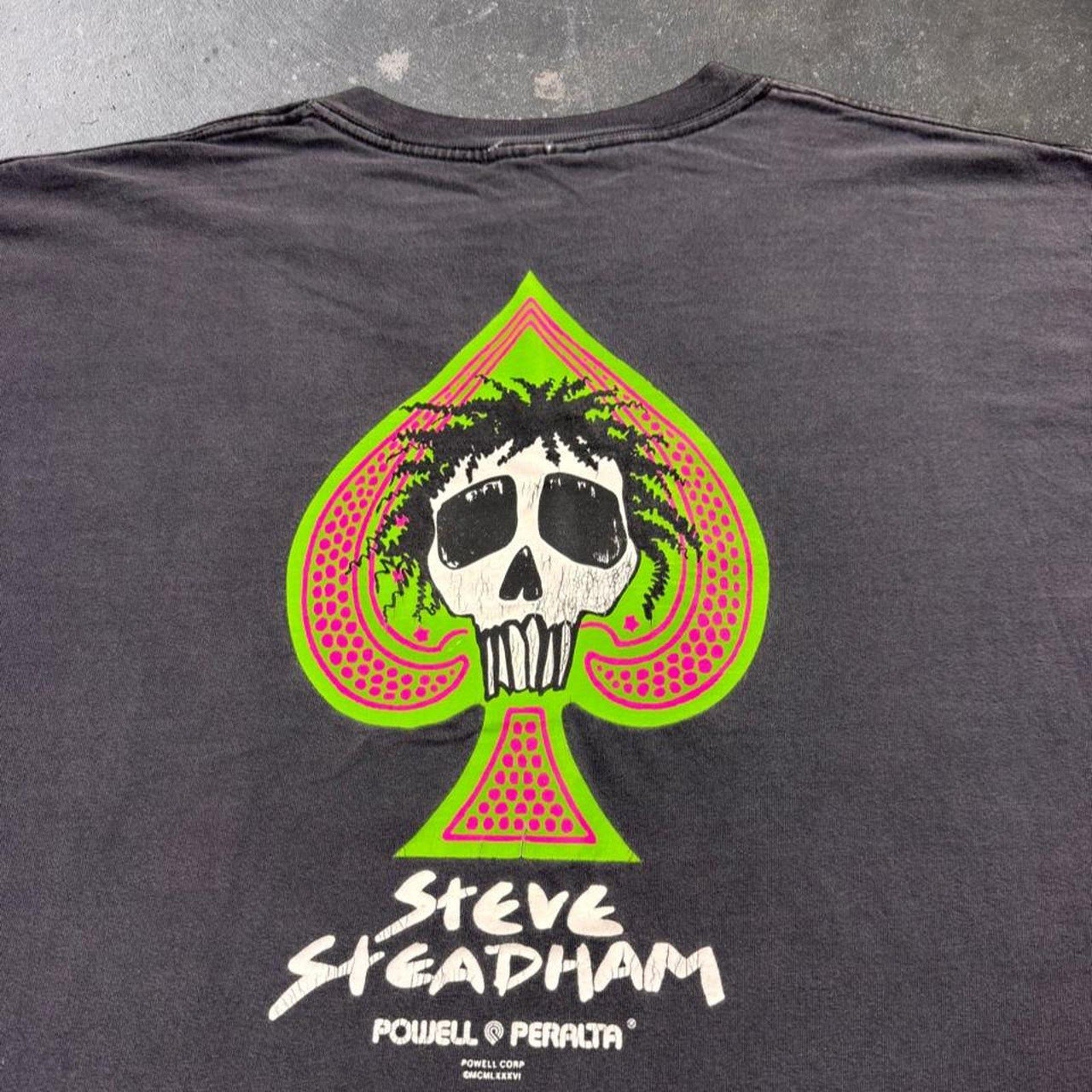 1990s Powell Peralta Steve Steadham Skull Spade Skate Tee | XL