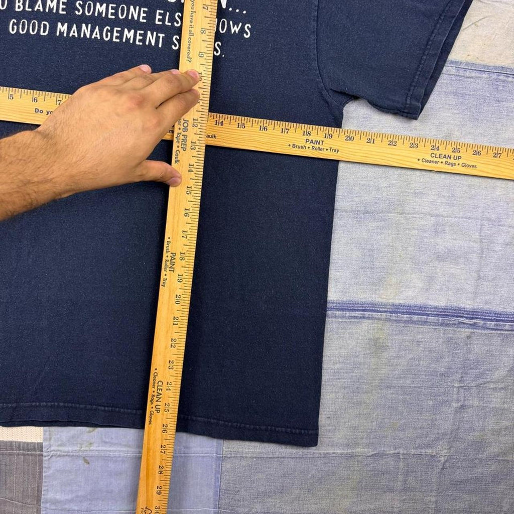 2000s “To Err Is Human” Funny Management Quote Tee Navy | Medium