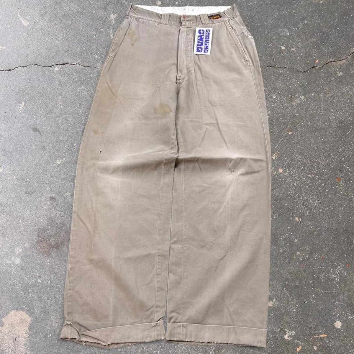1960s Big Smith Distressed Khaki Work Pants | 28x29