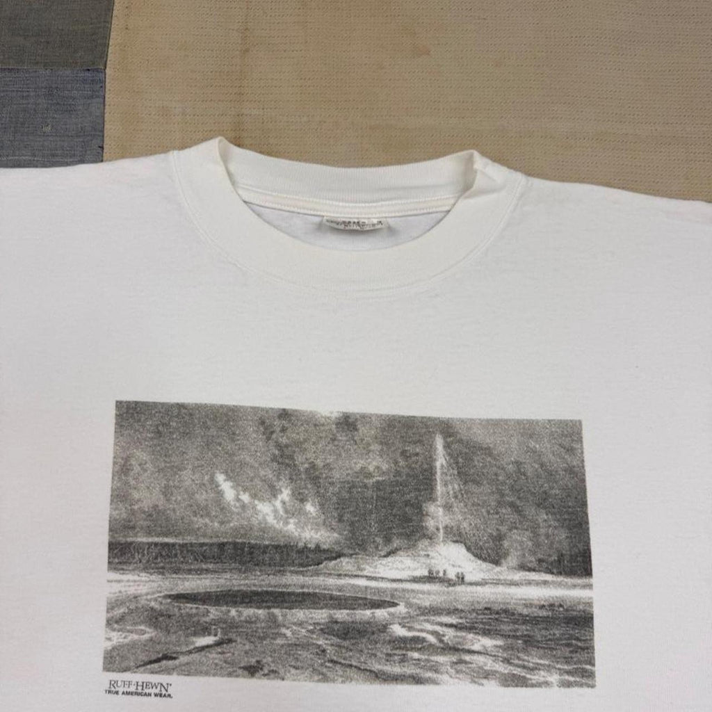1990s Ruff Hewn Yellowstone Geyser Scenic Long Sleeve Tee | Large