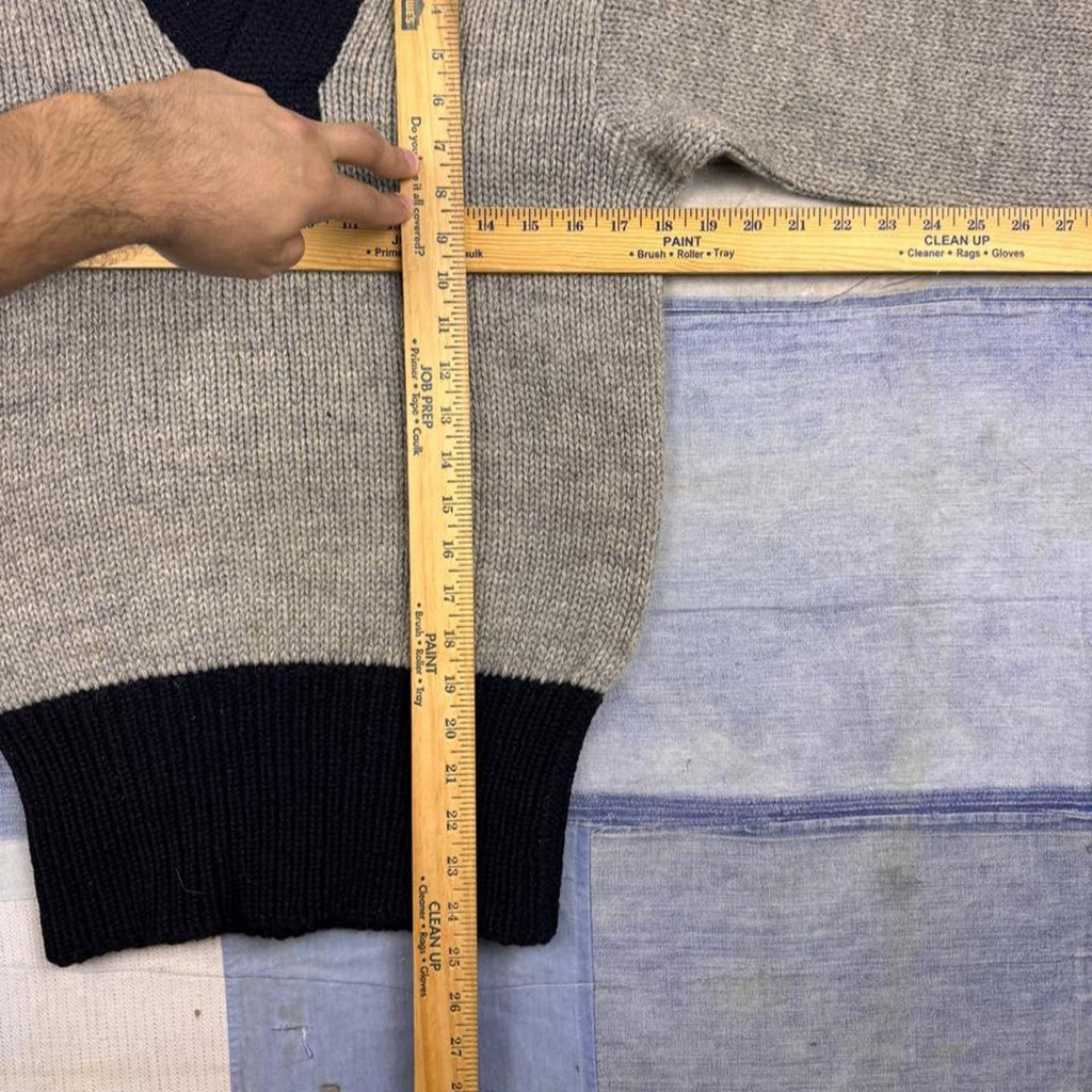 1950s Guaranteed 100% All Wool Two Tone Shawl Collar Sweater | Medium