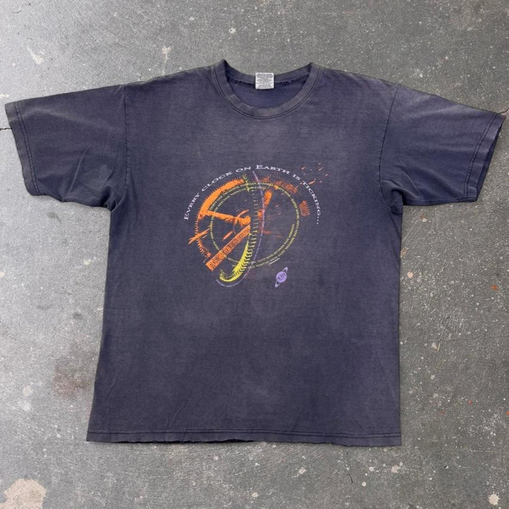1990s Millennium Countdown Clock Faded Black Graphic Tee | XL