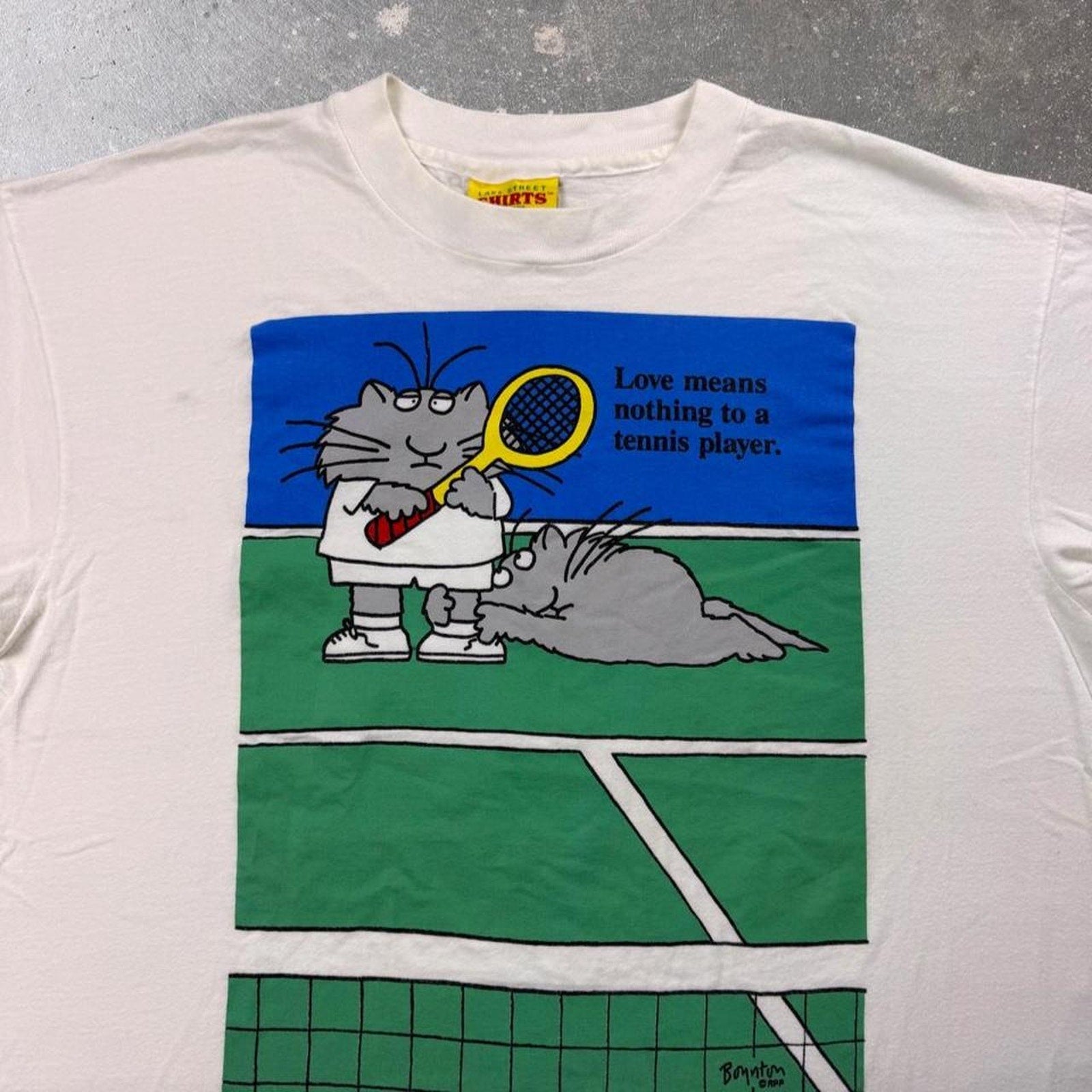 1990s Bonton Tennis Cats “Love Means Nothing” Graphic Tee | XL