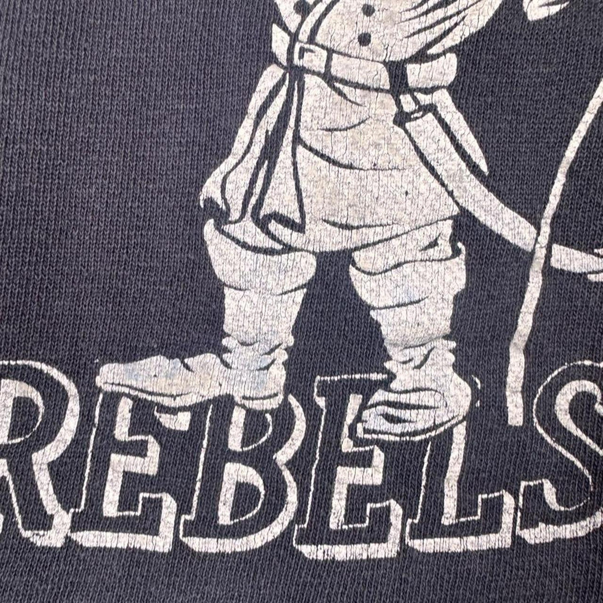 1950s Black Flocked Rebels Confederate Flag Raglan Crewneck Sweatshirt | 21.5x25.5