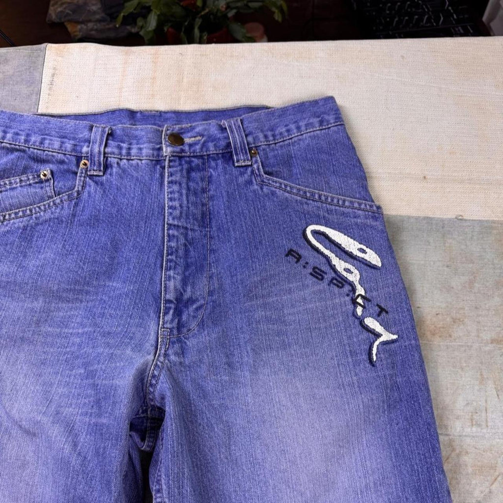 2000s Sport Embroidered Baggy Denim Jeans | 32x27
