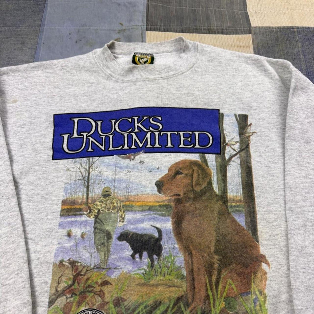 1990s Ducks Unlimited Wetlands Hunting Dog Graphic Sweatshirt | XL