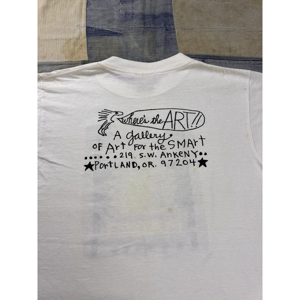 Vintage 90s 24 Hour Church Of Elvis Graphic T Shirt Oneita USA Large White