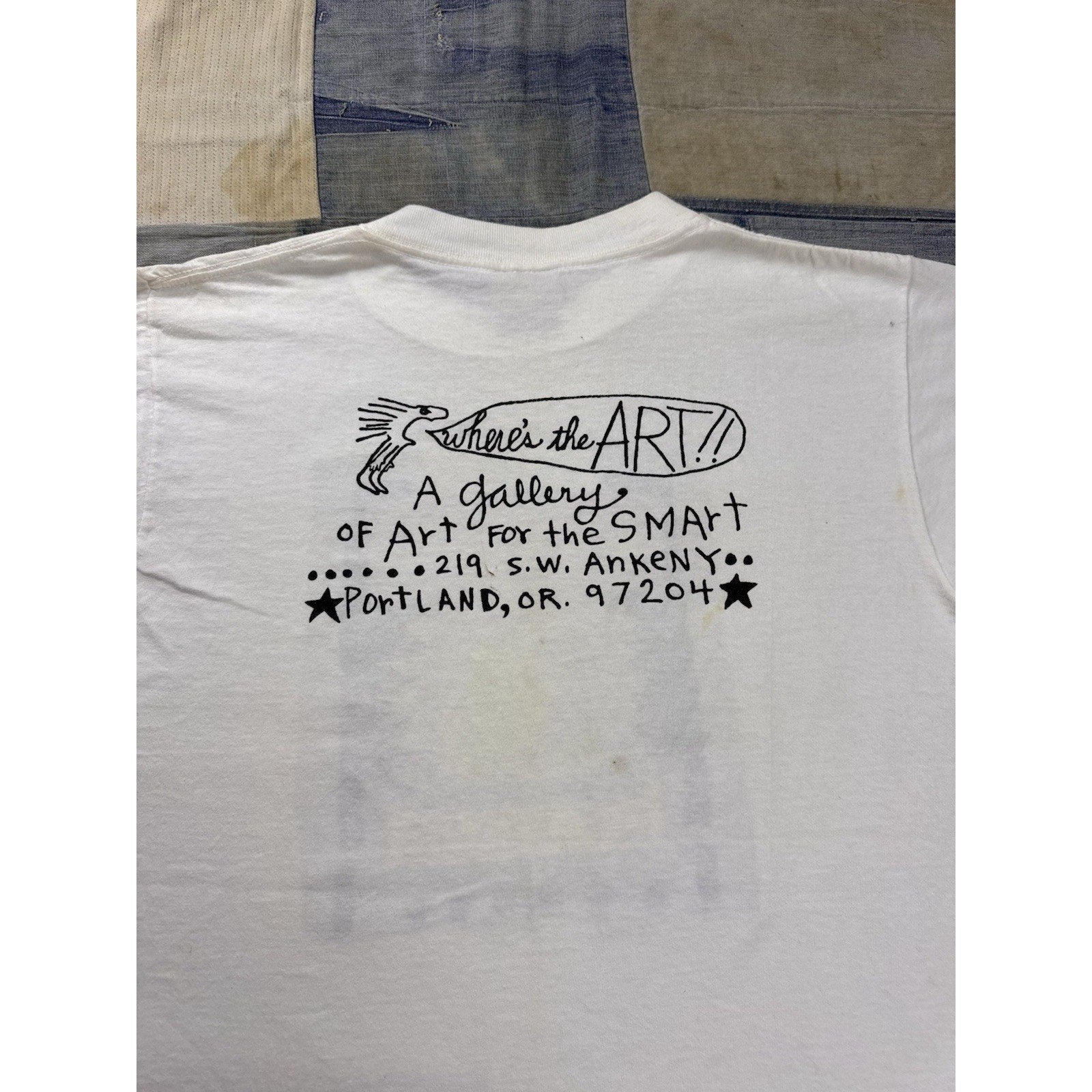 Vintage 90s 24 Hour Church Of Elvis Graphic T Shirt Oneita USA Large White