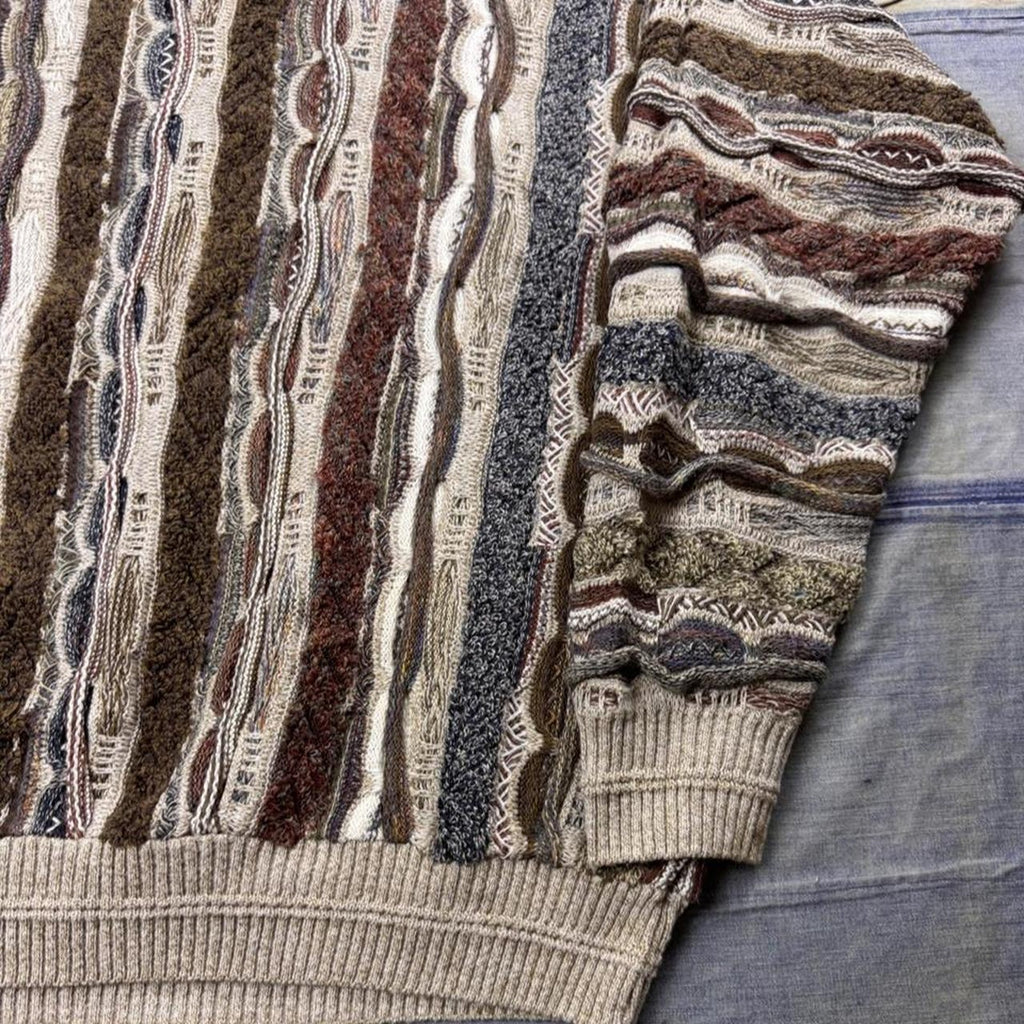 1990s Florence Tricot 3D Textured Knit Coogi Style Sweater | XXL