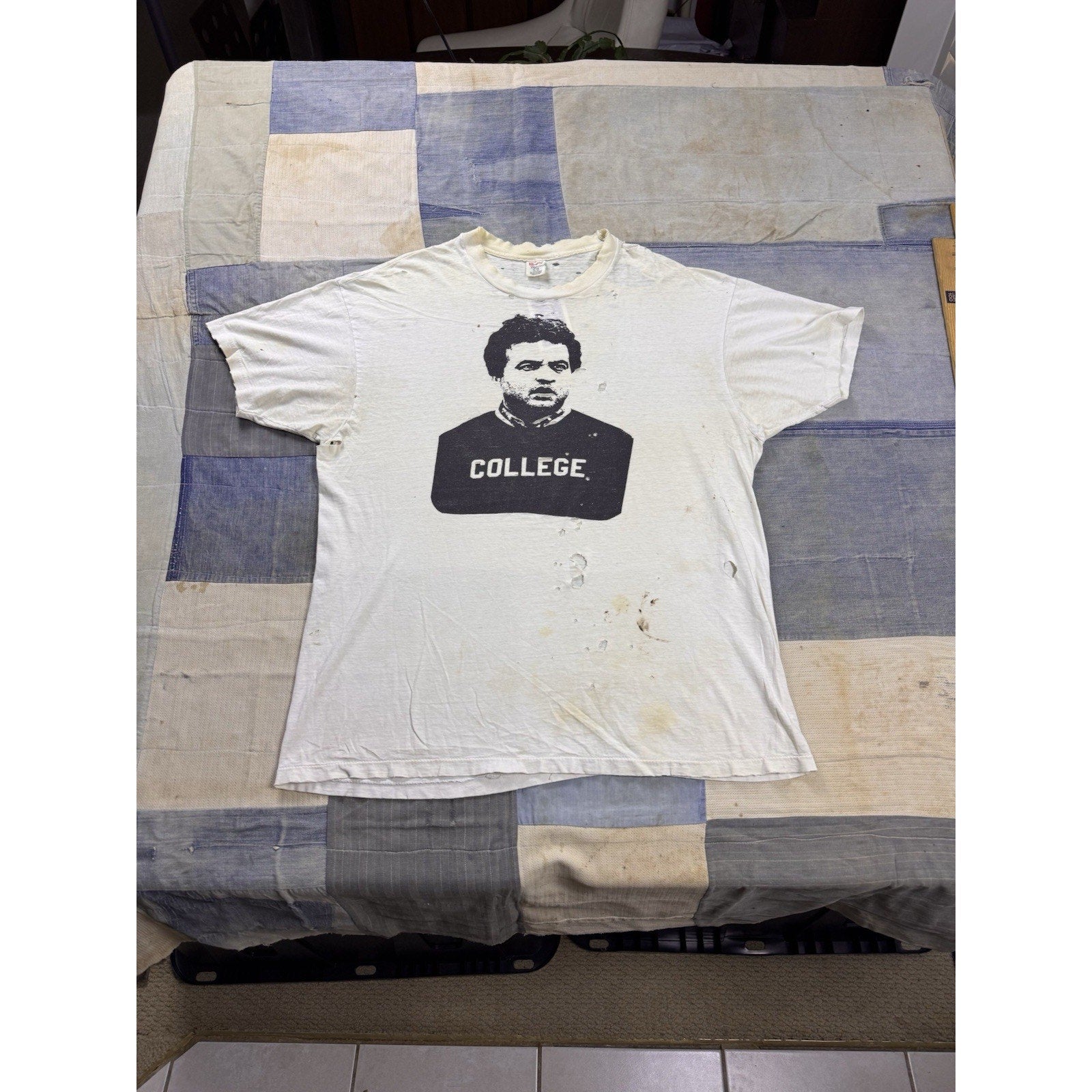 Vintage Animal House "College" T-Shirt Distressed Grunge Rare XL USA 90s Y2K