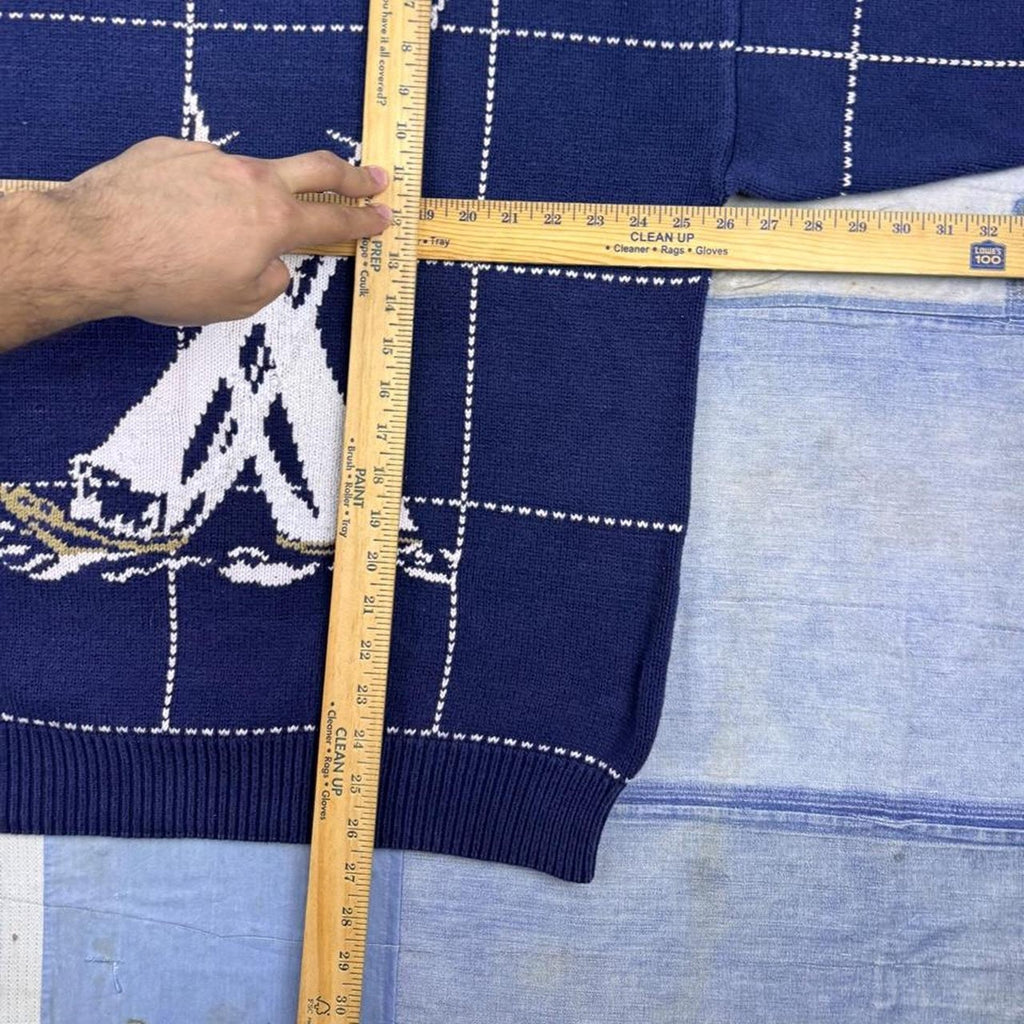 1990s Nautica Sailboat Windowpane Sweater | XL
