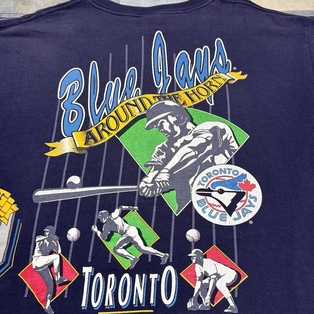 Vintage Salem Toronto Blue Jays Around The World MLB T Shirt USA XL 90s