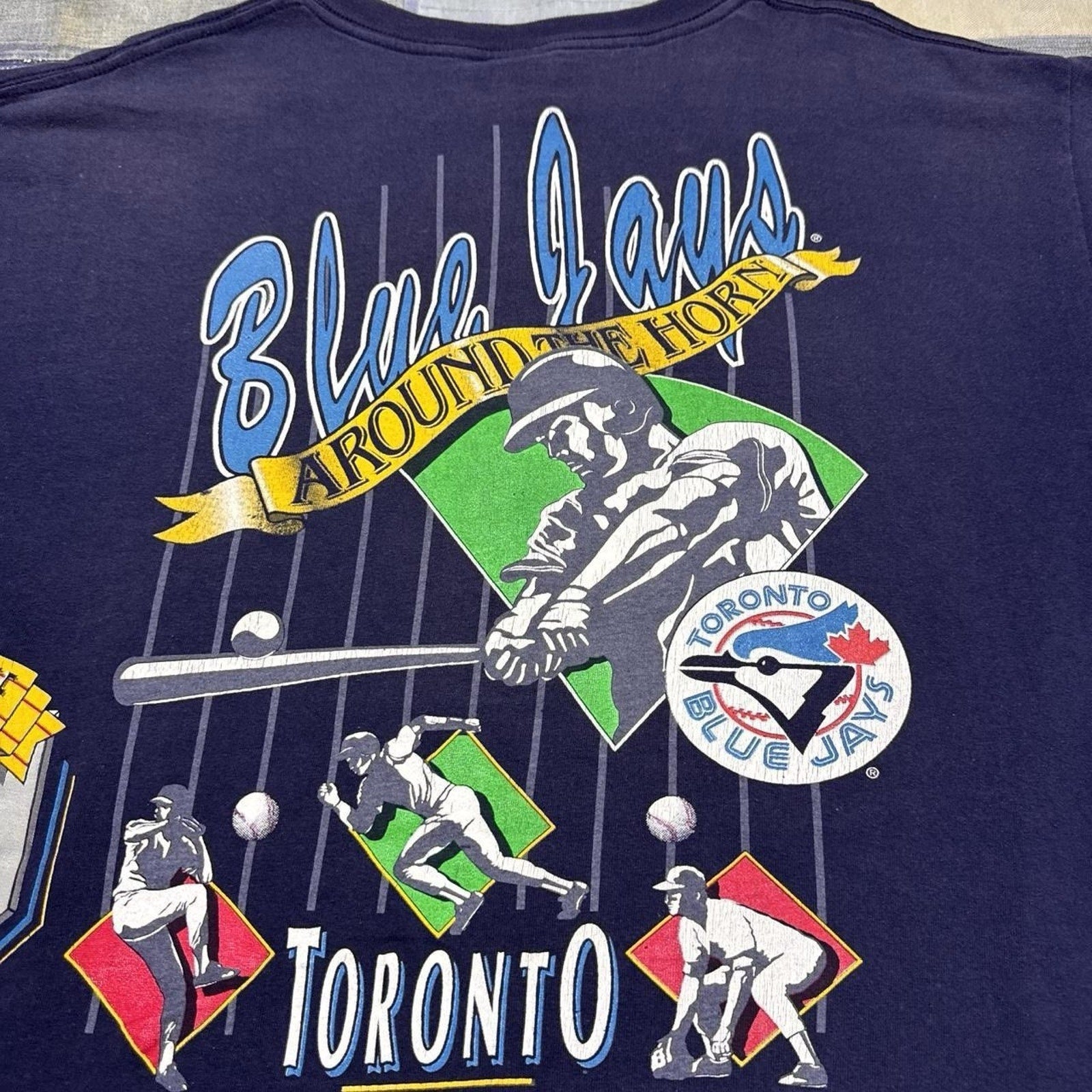 Vintage Salem Toronto Blue Jays Around The World MLB T Shirt USA XL 90s