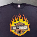 2000s Harley-Davidson Flaming Bar & Shield Logo Tee | XL
