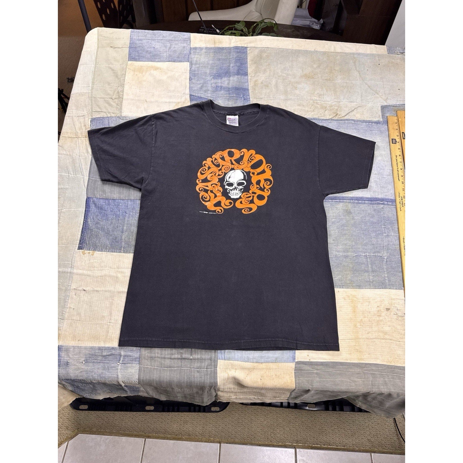 Vintage Easyriders Columbus Ohio Skull Graphic Biker T Shirt Black XL USA