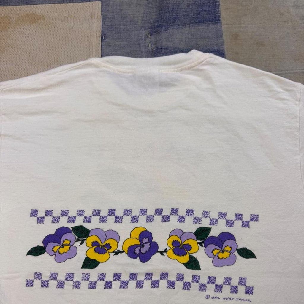 1991 Taylor Seed Company Pansy Flower Graphic Tee | Medium