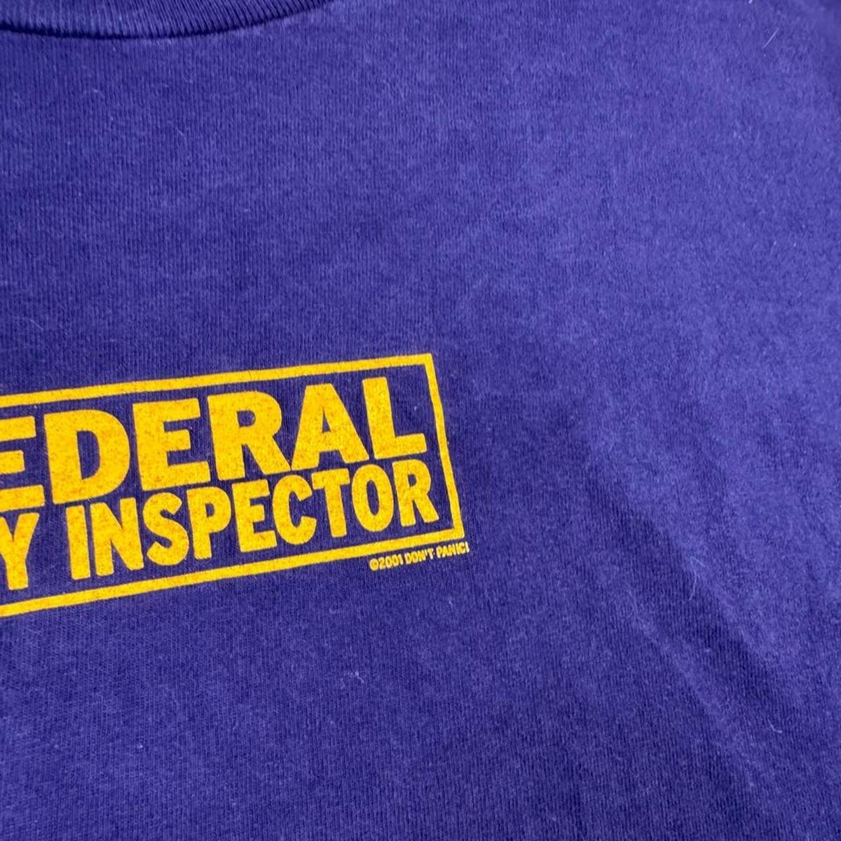 2001 Federal Boy Inspector Don't Panic Graphic Tee | Large