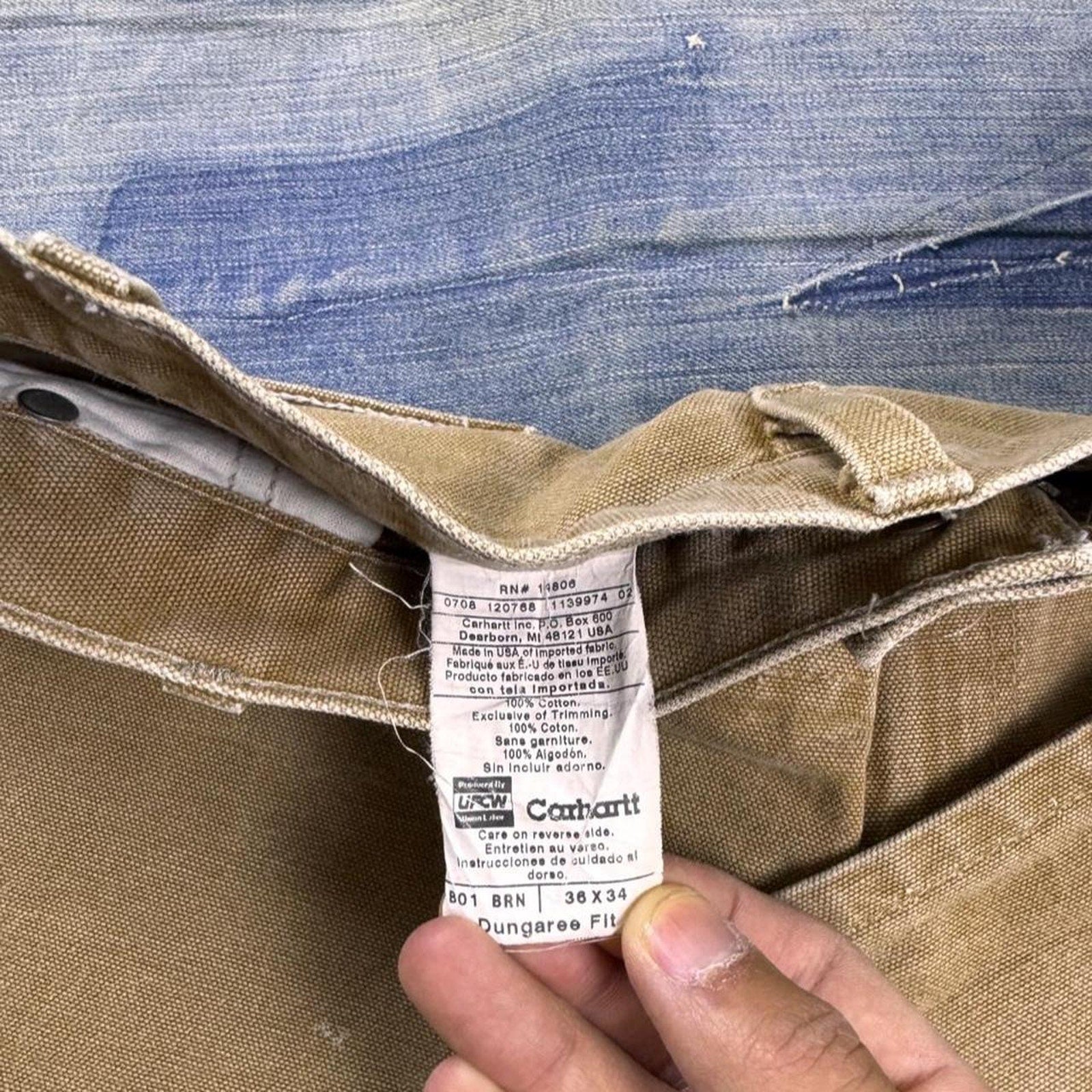 1990s Carhartt Brown Duck Double Knee Carpenter Pants | 34 x 32