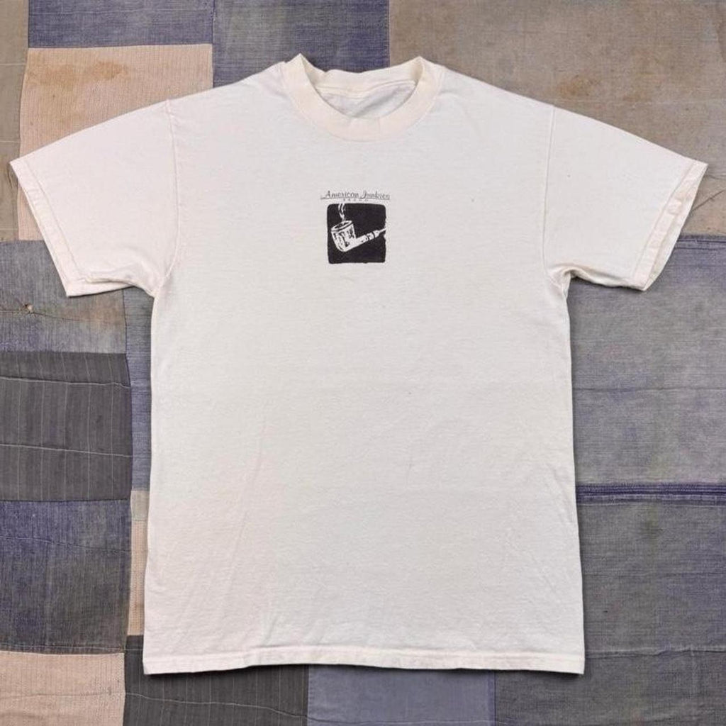 American Junkies Brand Smoking Pipe White Graphic Tee | Medium