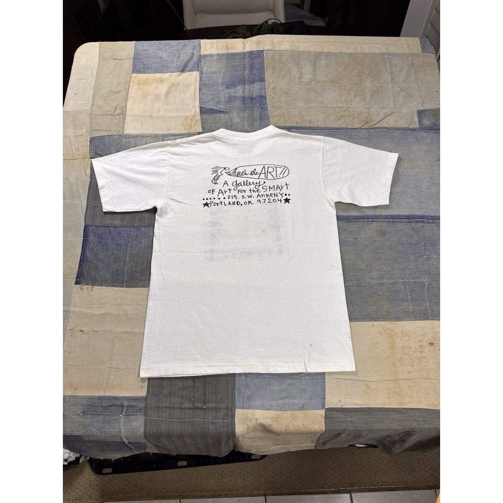 Vintage 90s 24 Hour Church Of Elvis Graphic T Shirt Oneita USA Large White