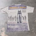 1990s Wrangler Overall Jeans All Over Print Tee | Large