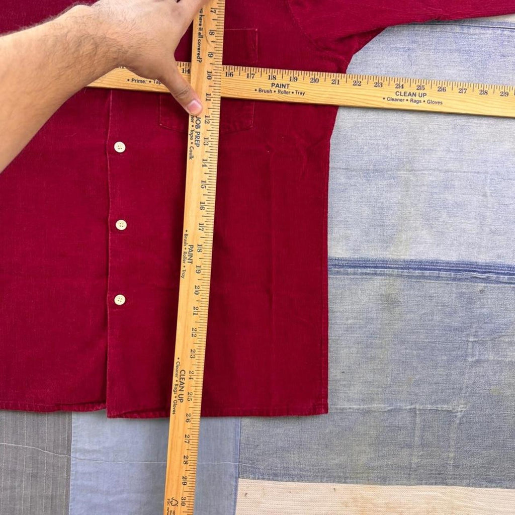 1960s Arrow Casual Wear Red Corduroy Button-Up Shirt | Medium