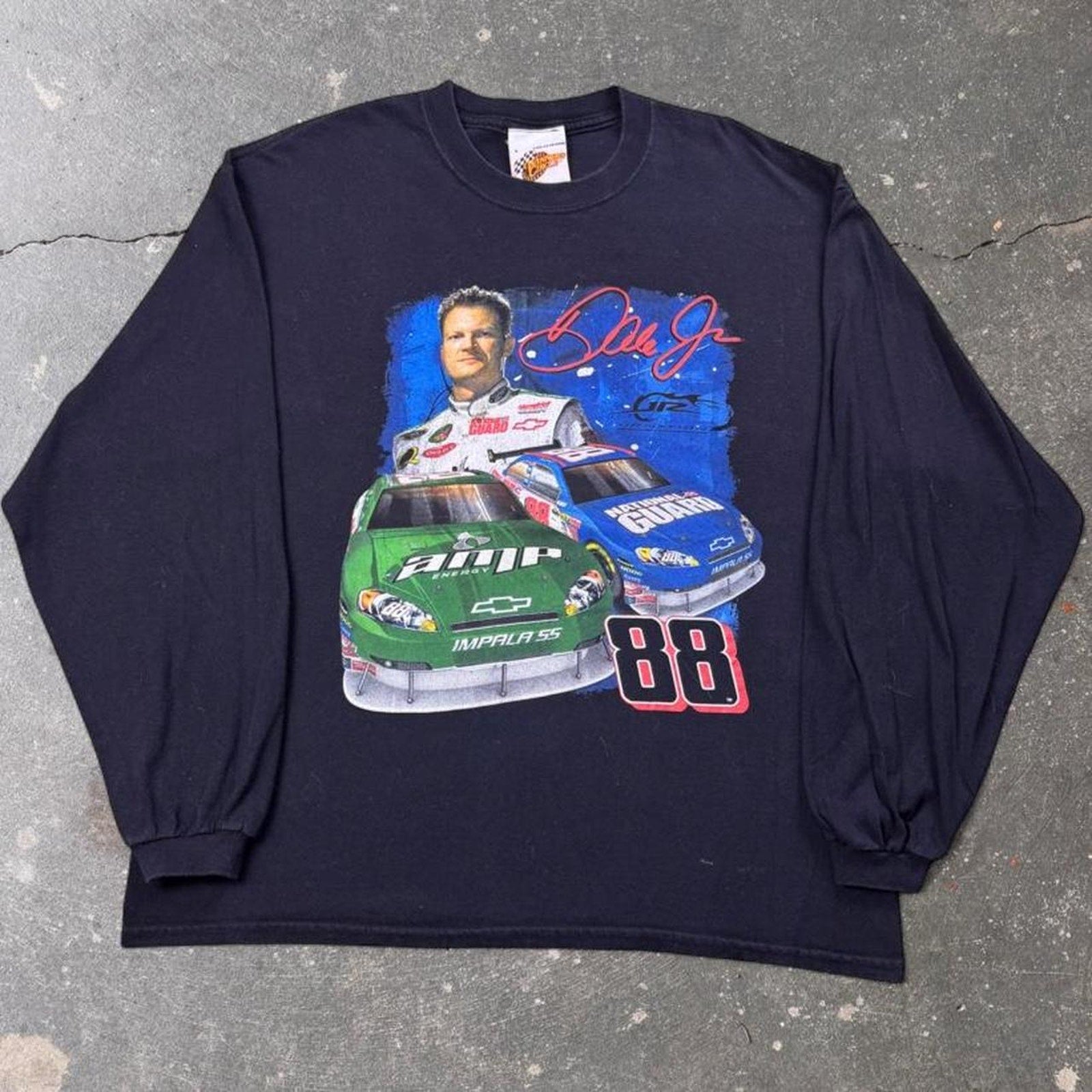 2000s Dale Earnhardt Jr. No. 88 Amp Energy National Guard NASCAR Long Sleeve Tee | Large
