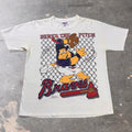 1994 Atlanta Braves Fred Flintstones cartoon tee with cartoon baseball Size L