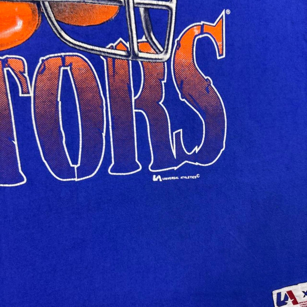 1990s Florida Gators Football Helmet Universal Athletics Graphic Tee Blue | XL