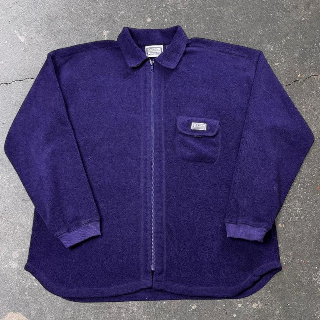 2000s Quiksilver Vintage Surfwear Purple Full Zip Fleece Jacket | Large