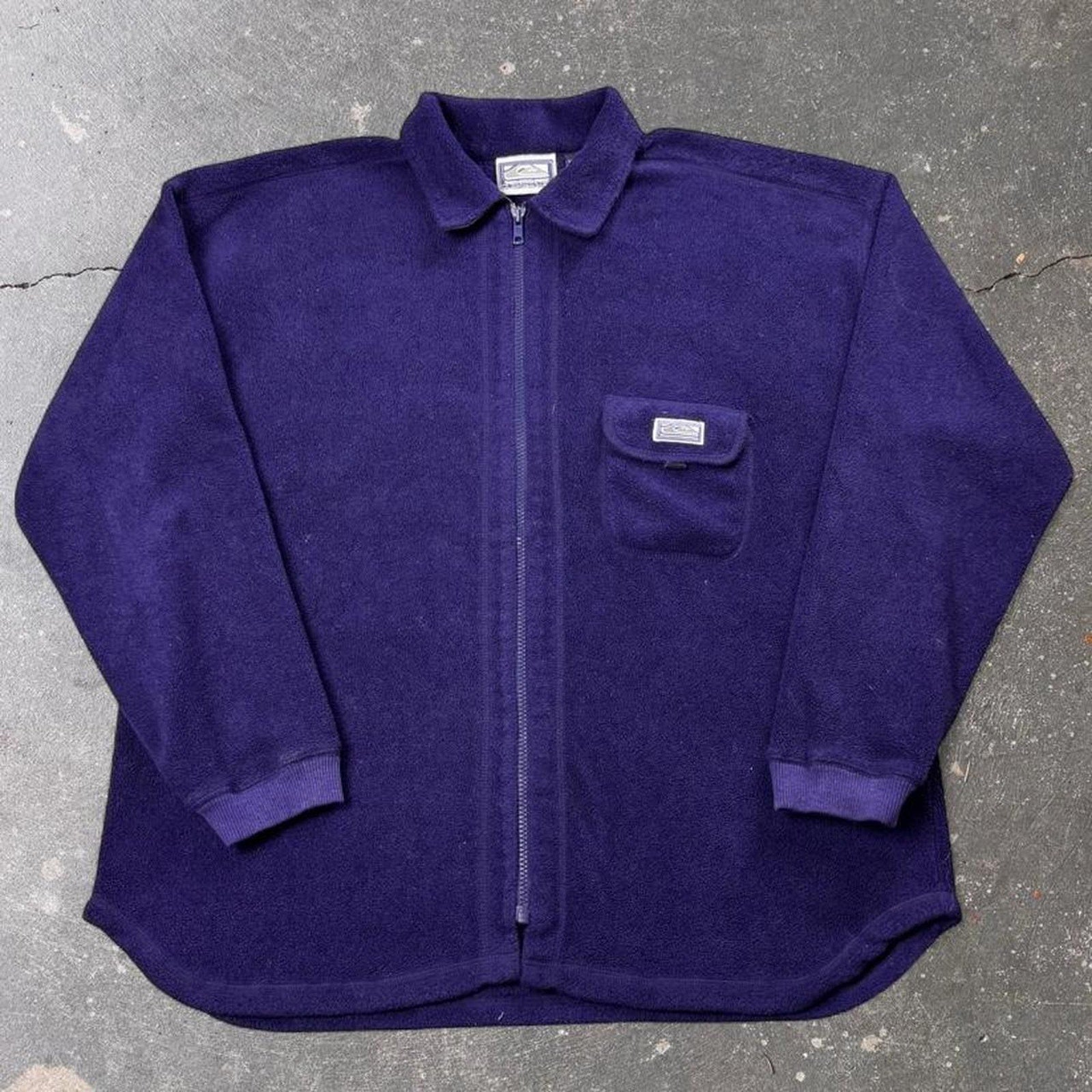 2000s Quiksilver Vintage Surfwear Purple Full Zip Fleece Jacket | Large