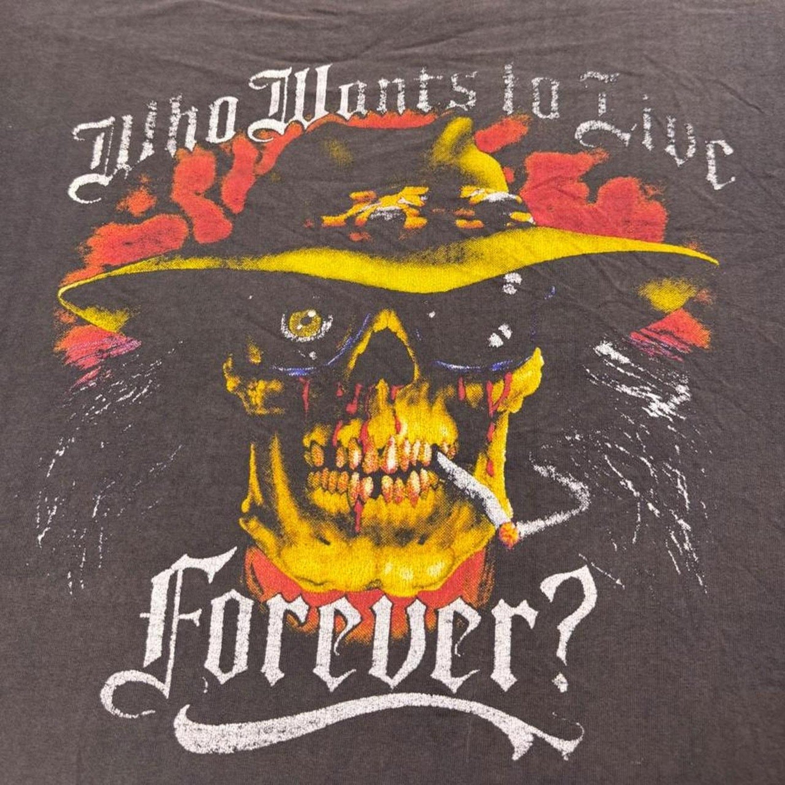 1990s Two Minutes to Live Smoking Skull Graphic Tee | Medium