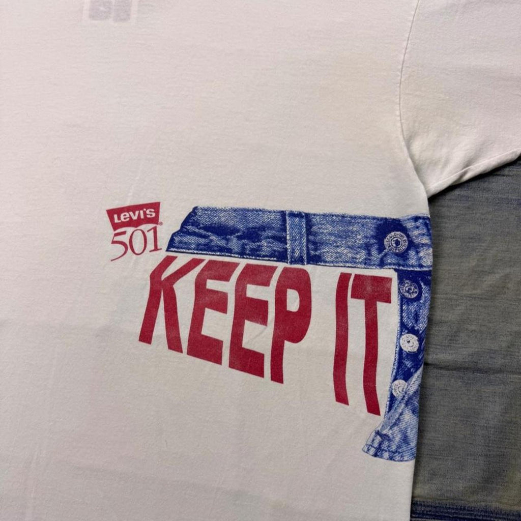1992 Levi’s 501 Keep It Buttoned Two-Sided Graphic Tee | XL