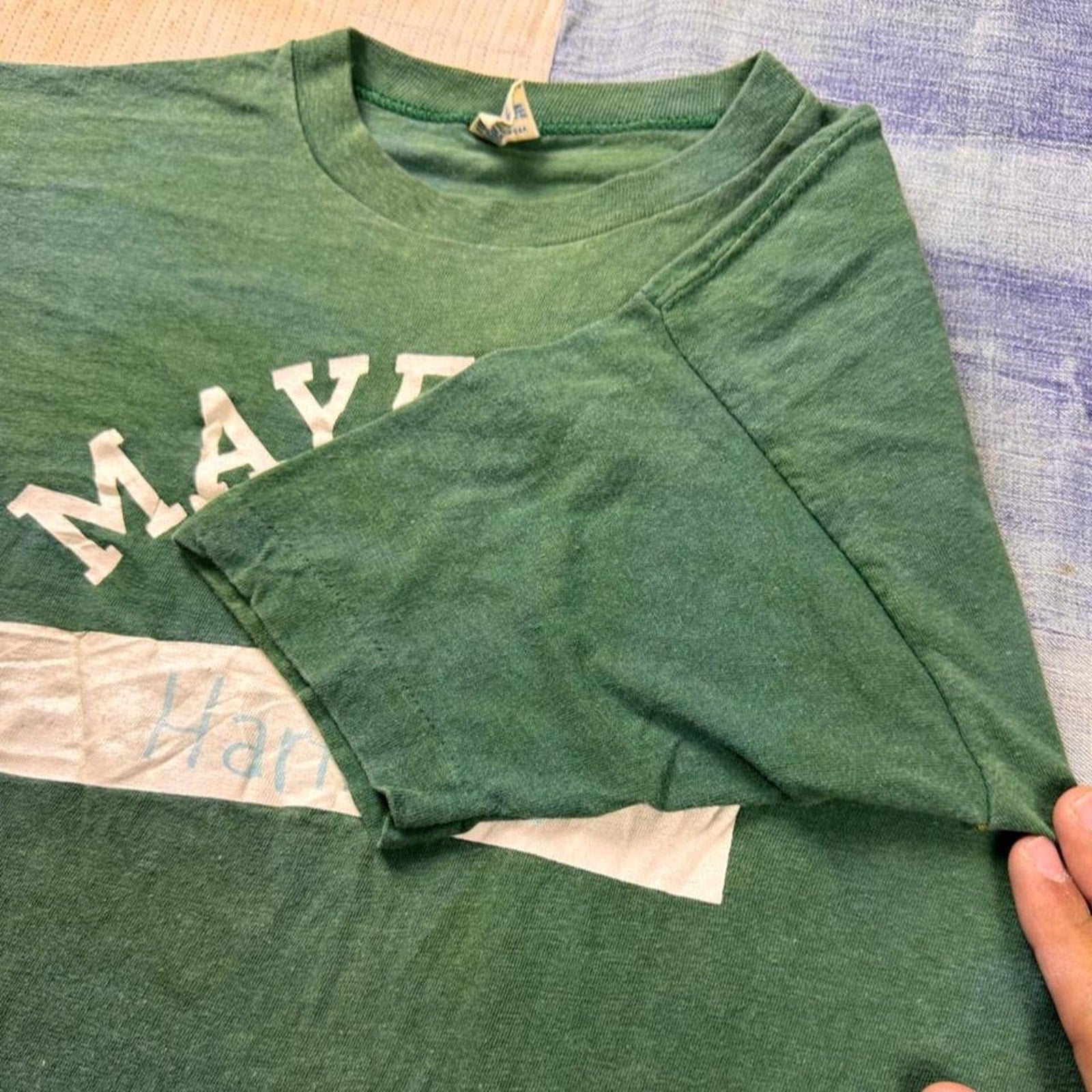 1970s Champion Blue Bar Mayfield Hartman Athletic Tee | Medium