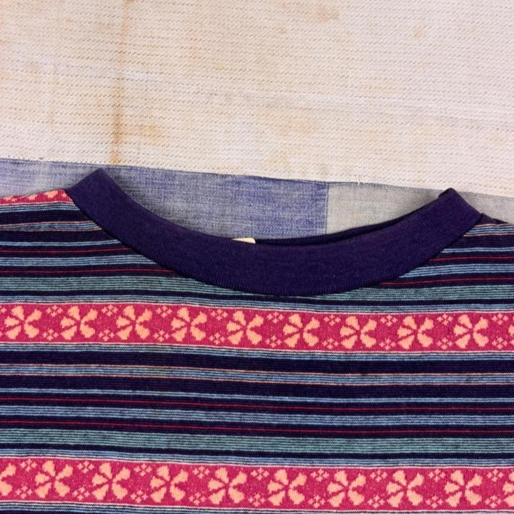 1970s Striped Floral Medallion Tee | L