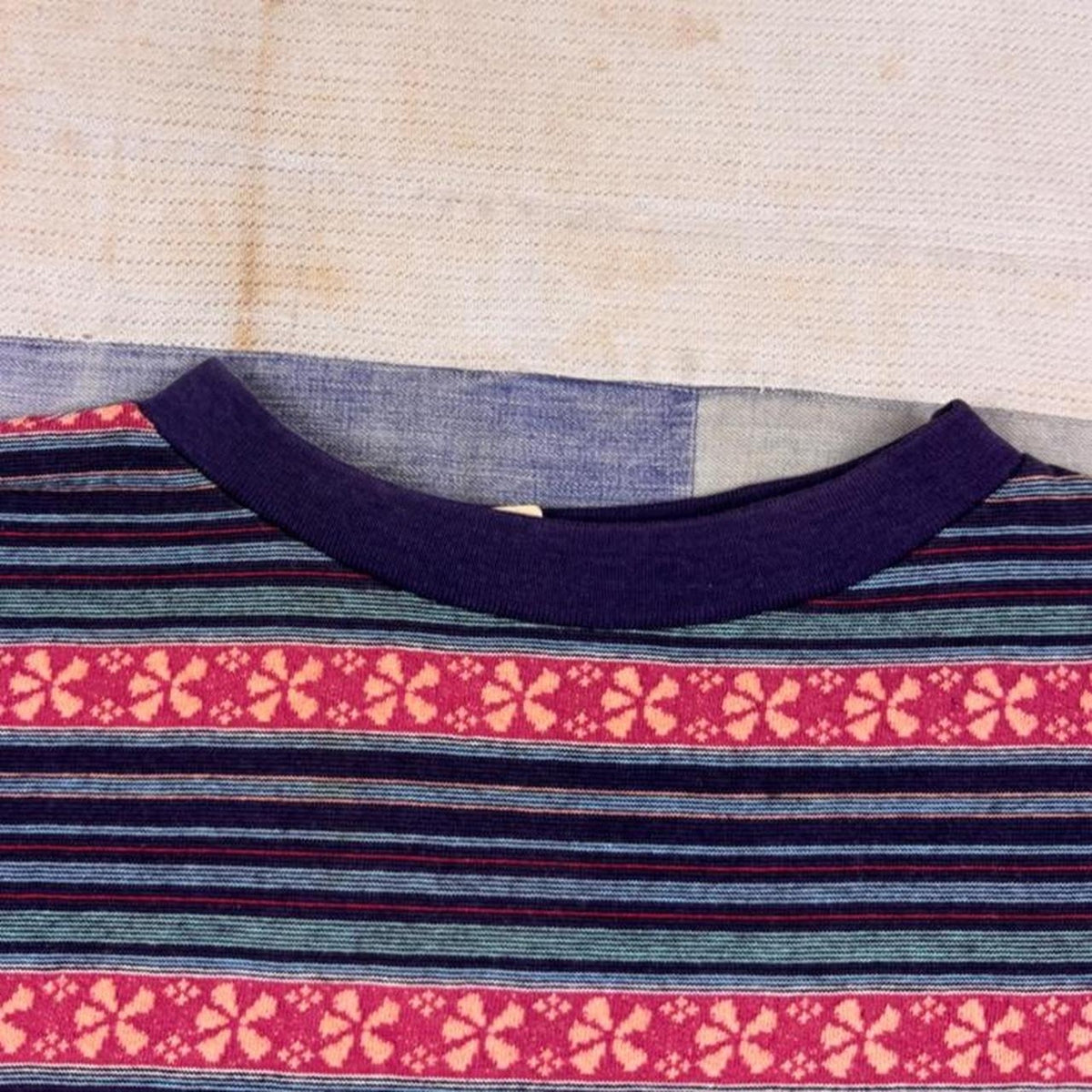 1970s Striped Floral Medallion Tee | L