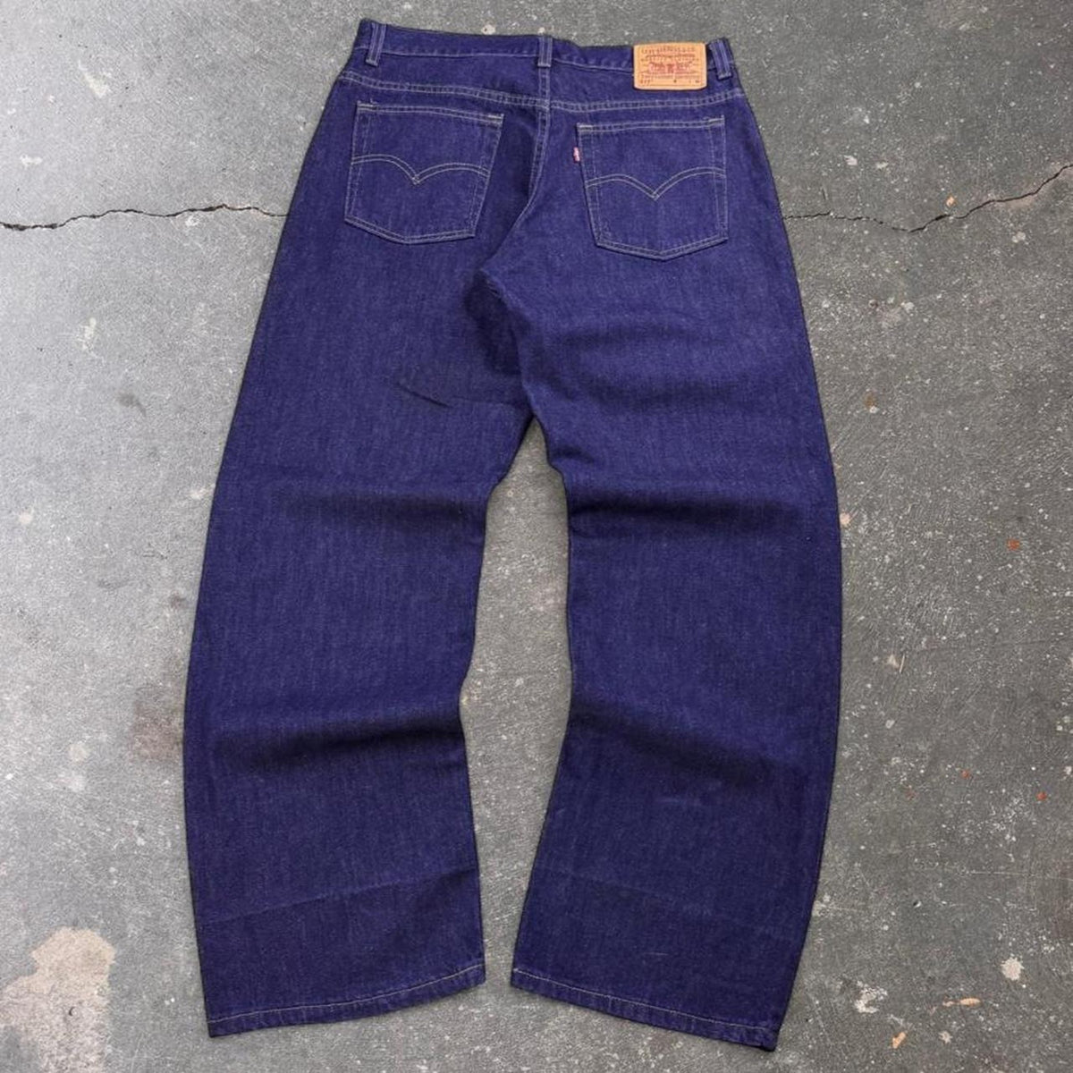 2000s Levi's 577 Made in USA Lower Rise Loose Fit Dark Wash Jeans | 34 x 32.5