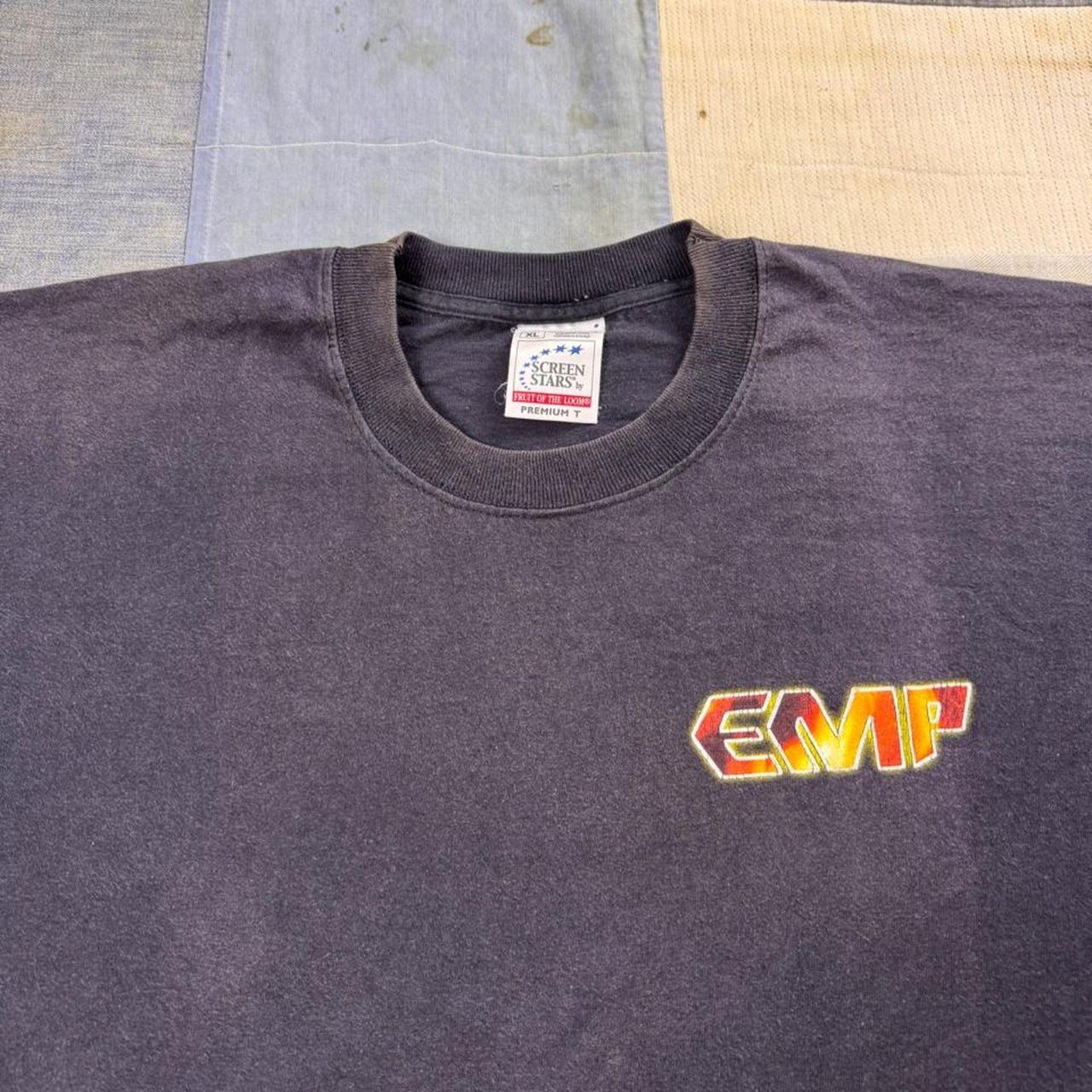 1990s EMP Fire Flames Double-Sided Graphic Tee | XL