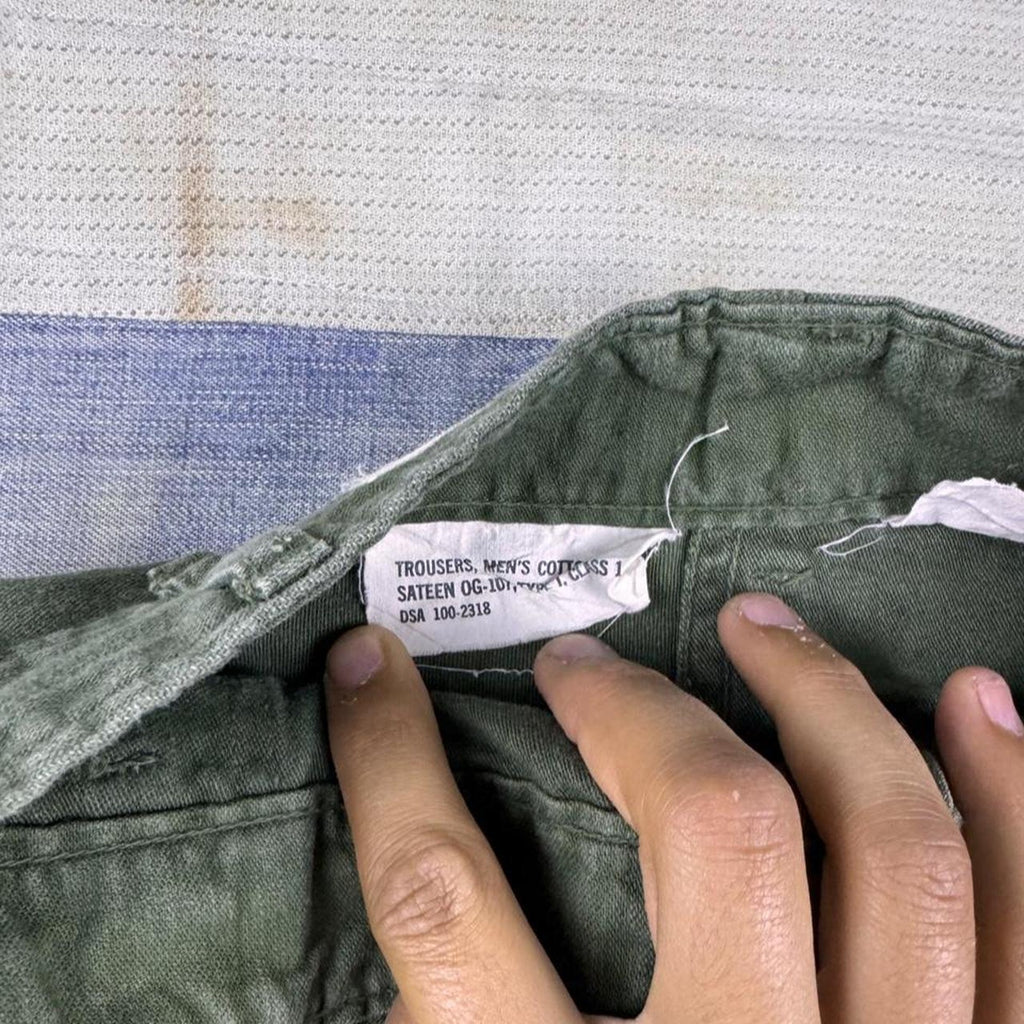 1966 US Army OG-107 Cotton Sateen Baker Pants | 29 x 28.5
