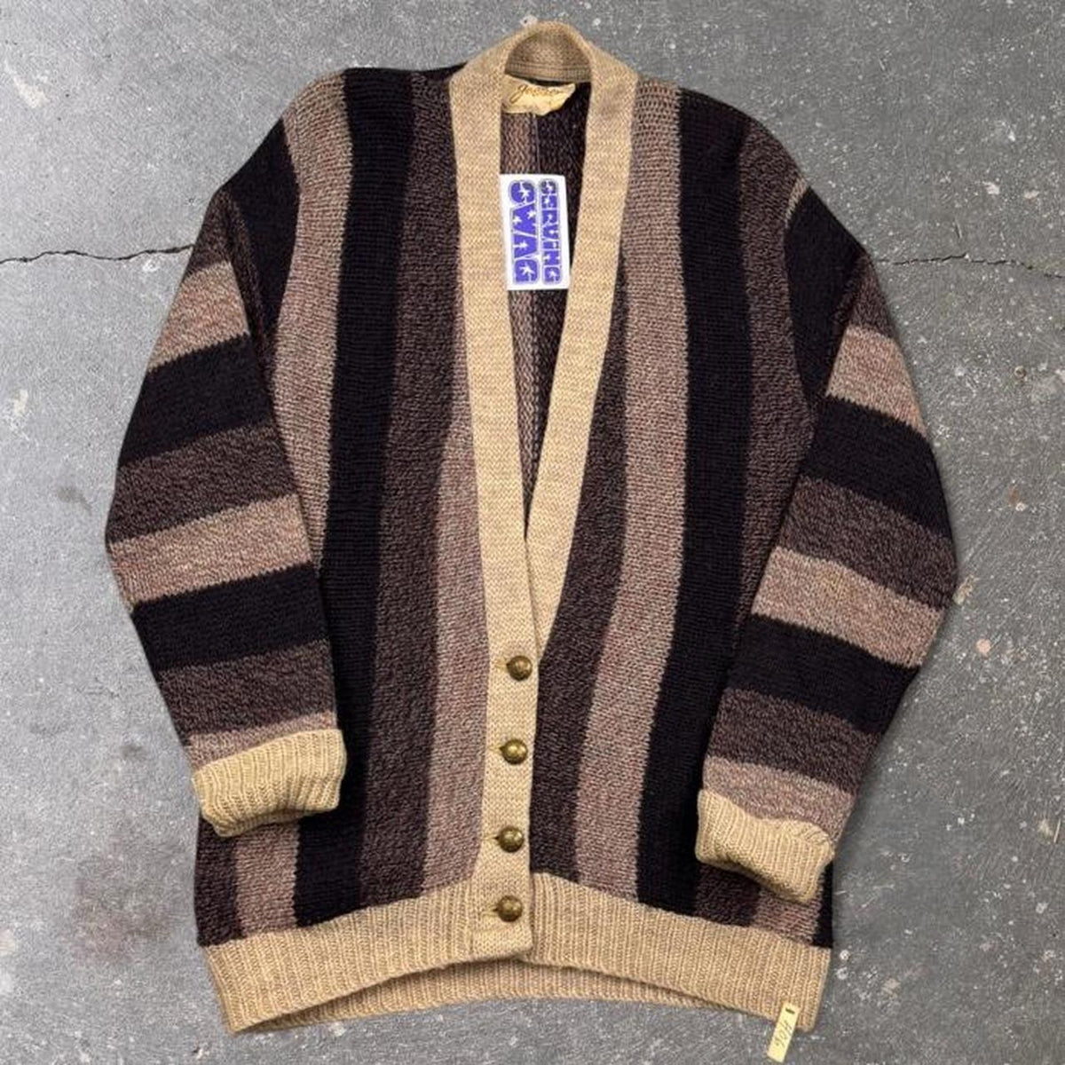 1970s Jantzen Striped Shawl Cardigan | M