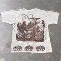 1990s Easyriders Magazine Wolf Motorcycle All Over Print Tee | Medium